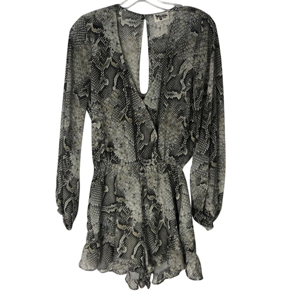 Show Me Your Mumu Womens‎ Animal Print V Neck Romper Black Gray Size S